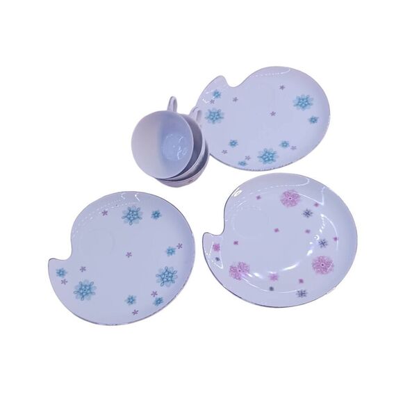 Snack Plates Shafford Japan VTG MCM Atomic Starburst Cup Snowflake Set - Picture 5 of 13